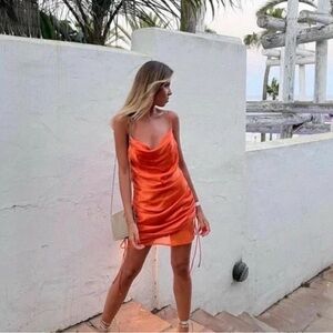 Elegant Orange Satin Dress
